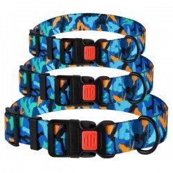 Collar for Dog BronzeDog Urban Camo Nylon Plastic Buckle Dark Blue Collar for Dog BronzeDog Urban Camo Nylon Plastic Buckle Dark Blue