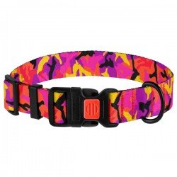 Collar for Dog BronzeDog Urban Camo Nylon Plastic Buckle Pink Collar for Dog BronzeDog Urban Camo Nylon Plastic Buckle Pink