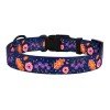 Collar for dogs BronzeDog Urban Flowers Nylon Plastic Buckle Dark Blue