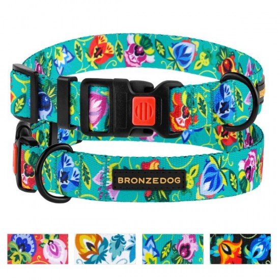 Collar for dogs BronzeDog Urban Folk Nylon Plastic Buckle Menthol