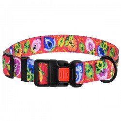Collar for dogs BronzeDog Urban Folk Nylon Plastic Buckle Coral