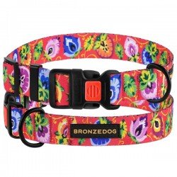Collar for dogs BronzeDog Urban Folk Nylon Plastic Buckle Coral