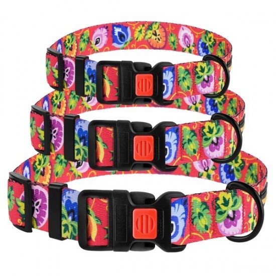 Collar for dogs BronzeDog Urban Folk Nylon Plastic Buckle Coral