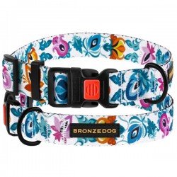 Collar for dogs BronzeDog Urban Folk Nylon Plastic Buckle White