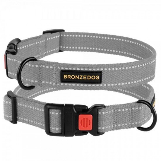 Collar for Dogs Bronzedog Cotton Reflective Tarpaulin Gray