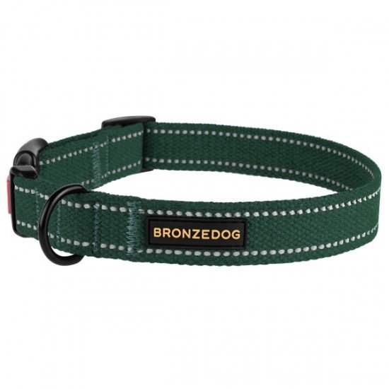 Collar for Dogs Bronzedog Cotton Reflective Tarpaulin Green