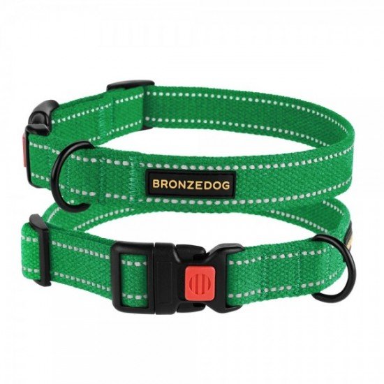 Collar for Dogs Bronzedog Cotton Reflective Tarpaulin Emerald