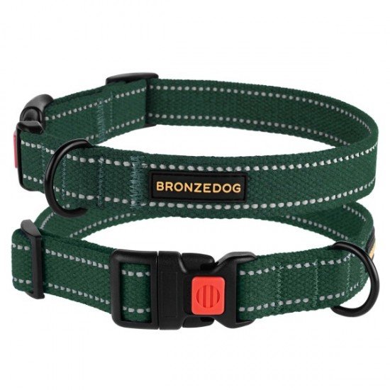 Collar for Dogs Bronzedog Cotton Reflective Tarpaulin Green