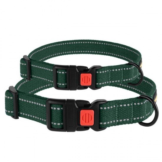 Collar for Dogs Bronzedog Cotton Reflective Tarpaulin Green