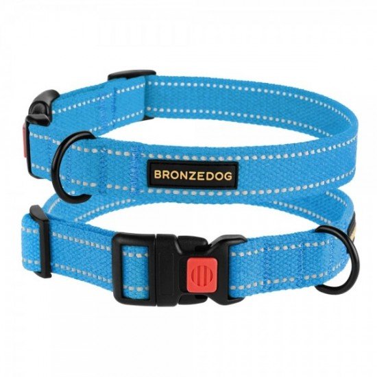 Collar for Dogs Bronzedog Cotton Reflective Tarpaulin Blue