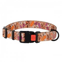 Collar for dogs BronzeDog Urban Flowers Nylon Plastic Buckle Beige