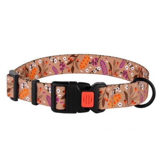 Collar for dogs BronzeDog Urban Flowers Nylon Plastic Buckle Beige