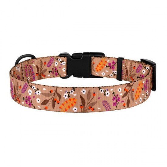 Collar for dogs BronzeDog Urban Flowers Nylon Plastic Buckle Beige