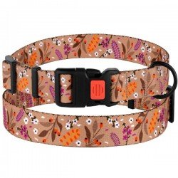 Collar for dogs BronzeDog Urban Flowers Nylon Plastic Buckle Beige