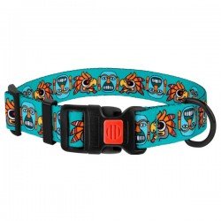 Collar for dogs BronzeDog Urban Masks Nylon Plastic Buckle Menthol