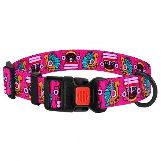 Collar for dogs BronzeDog Urban Masks Nylon Plastic Buckle Pink