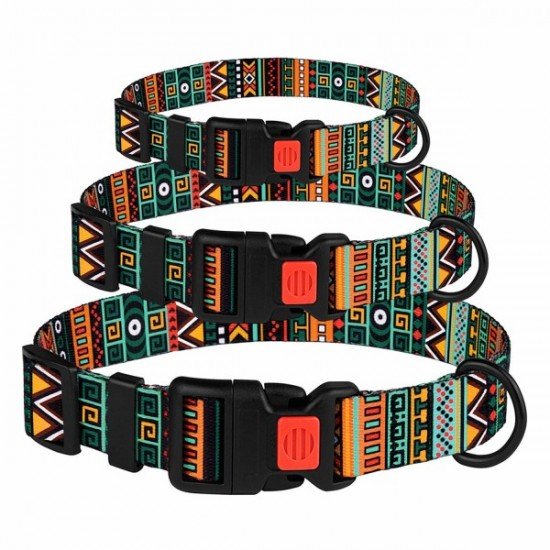 Collar for dogs BronzeDog Urban Ethnic Nylon Plastic Buckle Menthol