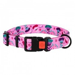 Collar for dogs BronzeDog Urban Flowers Nylon Plastic Buckle Pink