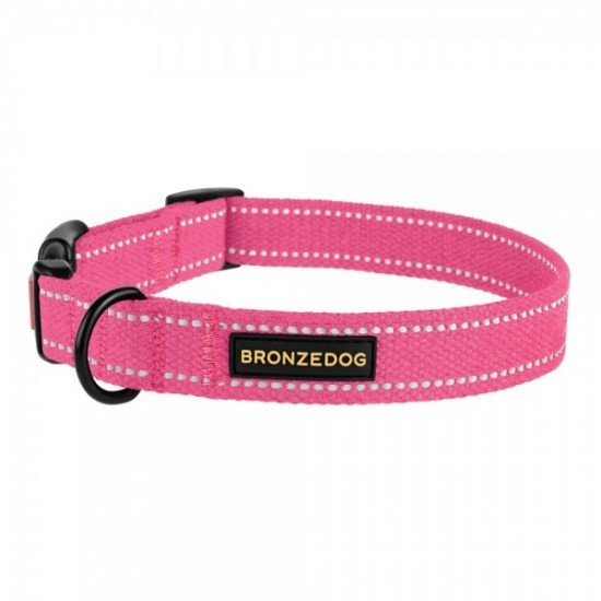 Collar for Dogs Bronzedog Cotton Reflective Tarpaulin Pink