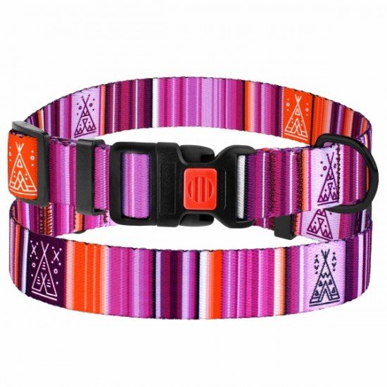 Collar for dogs BronzeDog Urban West nylon plastic buckle Violet