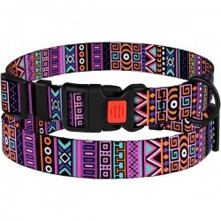 Collar for dogs BronzeDog Urban Ethnic Nylon Plastic Buckle Violet