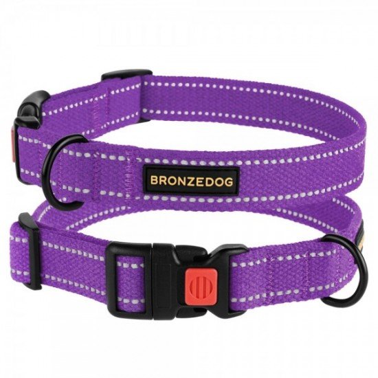 Collar for Dogs Bronzedog Cotton Reflective Tarpaulin Violet