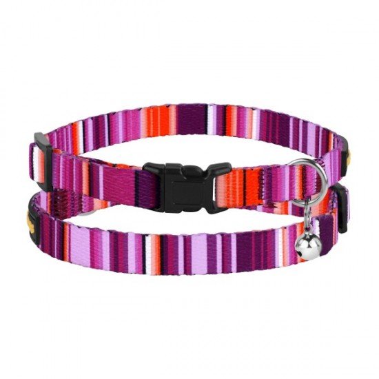 Collar for cat Bronzedog Urban West Nylon Plastic Buckle and Bell Violet