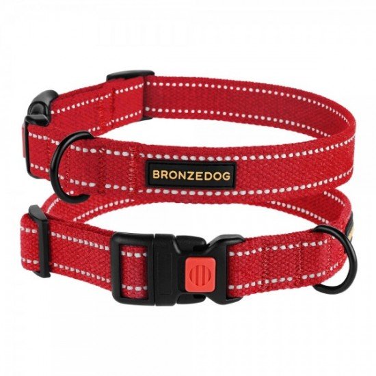 Collar for Dogs Bronzedog Cotton Reflective Tarpaulin Red