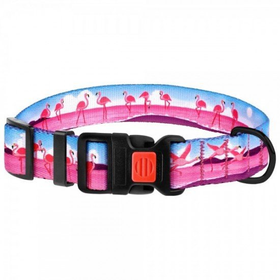 Collar for dogs BronzeDog Urban Travel Nylon Plastic Buckle Flamingo