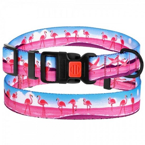 Collar for dogs BronzeDog Urban Travel Nylon Plastic Buckle Flamingo