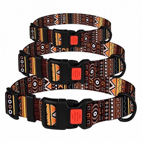 Collar for dogs BronzeDog Urban Ethnic Nylon Plastic Buckle Orange