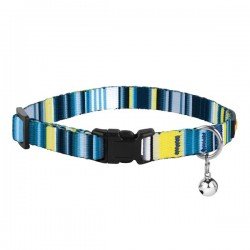 Collar for cat Bronzedog Urban West Nylon Plastic Buckle and Bell Lettuce Dark Blue