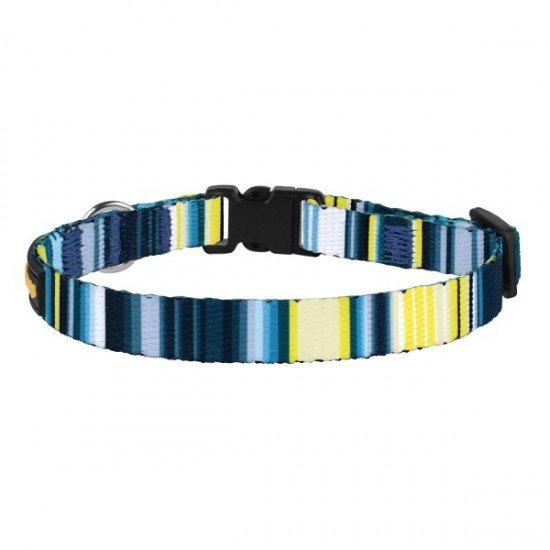 Collar for cat Bronzedog Urban West Nylon Plastic Buckle and Bell Lettuce Dark Blue