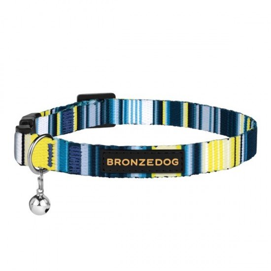 Collar for cat Bronzedog Urban West Nylon Plastic Buckle and Bell Lettuce Dark Blue