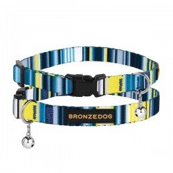 Collar for cat Bronzedog Urban West Nylon Plastic Buckle and Bell Lettuce Dark Blue
