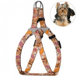 Breastplates for small breed dogs and cats BronzeDog Urban Flowers Beige