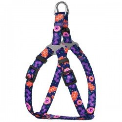 Breastplates for small breed dogs and cats BronzeDog Urban Flowers Dark Blue