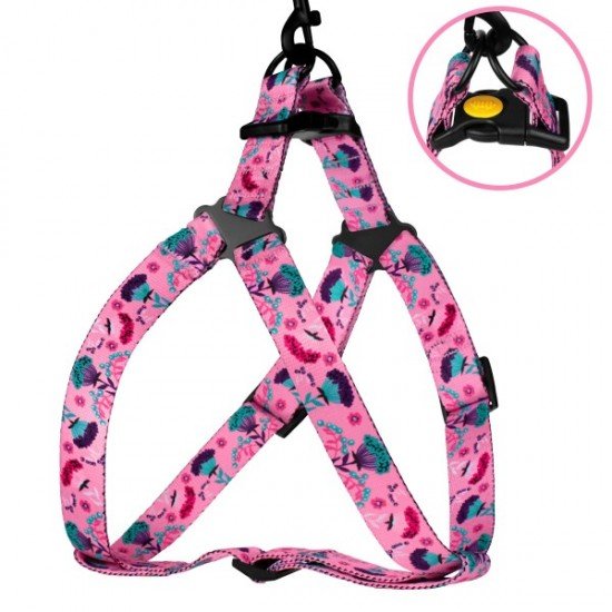 Breastplates for dogs BronzeDog Urban Flowers Nylon Pink