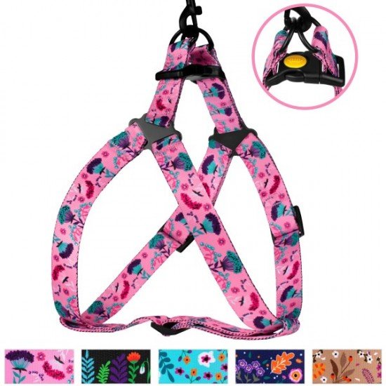 Breastplates for dogs BronzeDog Urban Flowers Nylon Pink