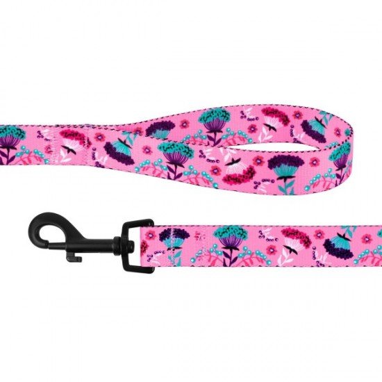 Leash for dogs BronzeDog Urban Flowers Nylon Pink