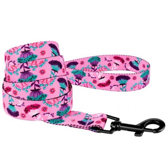 Leash for dogs BronzeDog Urban Flowers Nylon Pink