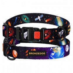 Collar for dogs BronzeDog Urban Cosmos Nylon Plastic Buckle Black