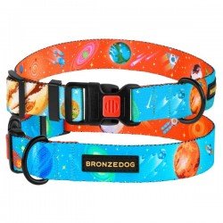Collar for dogs BronzeDog Urban Cosmos Nylon Plastic Buckle Blue