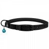 Collar for cats round leather BronzeDog Premium elastic band and bell Black