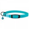 Collar for cats round leather BronzeDog Premium elastic band and bell Blue