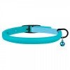 Collar for cats round leather BronzeDog Premium elastic band and bell Blue