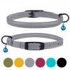 Collar for cats round leather BronzeDog Premium elastic band and bell Gray