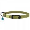 Collar for cats round leather BronzeDog Premium elastic band and bell Olive