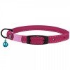 Collar for cats round leather BronzeDog Premium elastic band and bell Pink