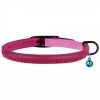 Collar for cats round leather BronzeDog Premium elastic band and bell Pink